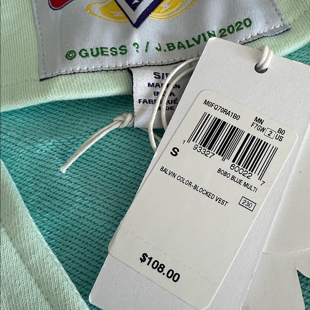 Guess x J Balvin 2020 Men's Blue and Light Blue vest - Picture 5 of 10